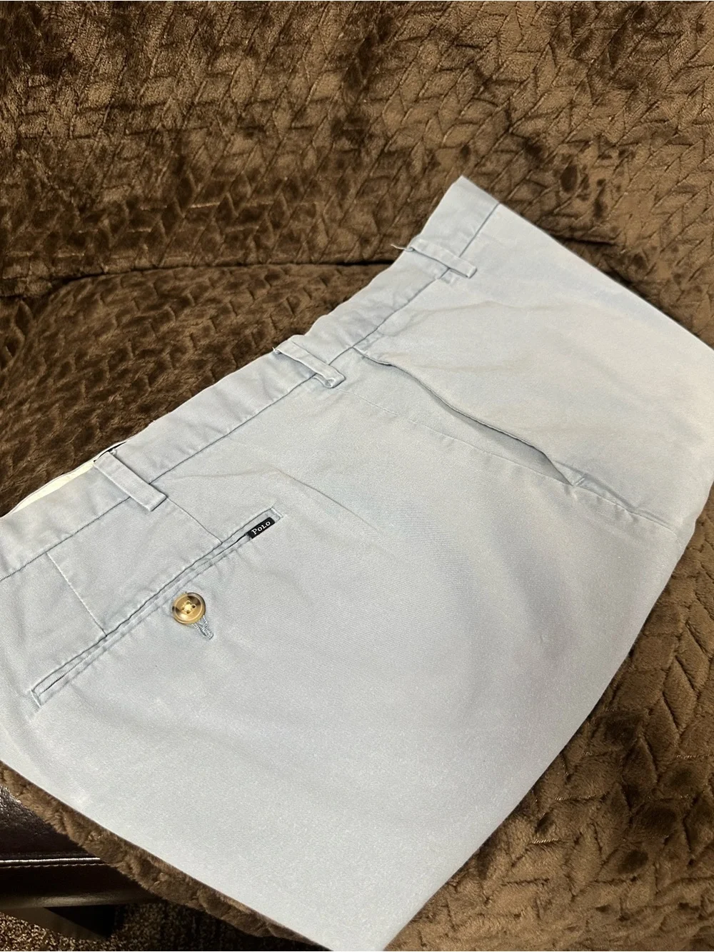 Polo by Ralph Lauren Light Blue Flat-Front Chino Men’s Shorts